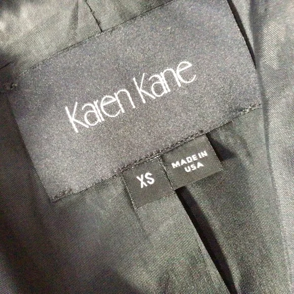 Karen Kane Wool Poly Blend Jacket Brown w Black Fringe Collar & Pockets Size XS - Picture 7 of 7